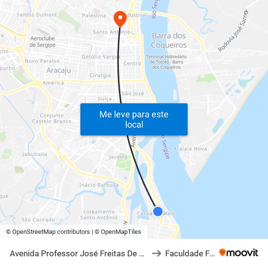 Avenida Professor José Freitas De Andrade, 2841 to Faculdade Fanese map