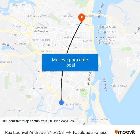 Rua Lourival Andrade, 315-353 to Faculdade Fanese map