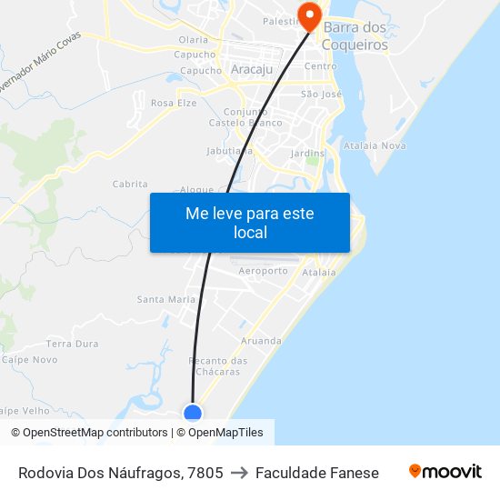 Rodovia Dos Náufragos, 7805 to Faculdade Fanese map