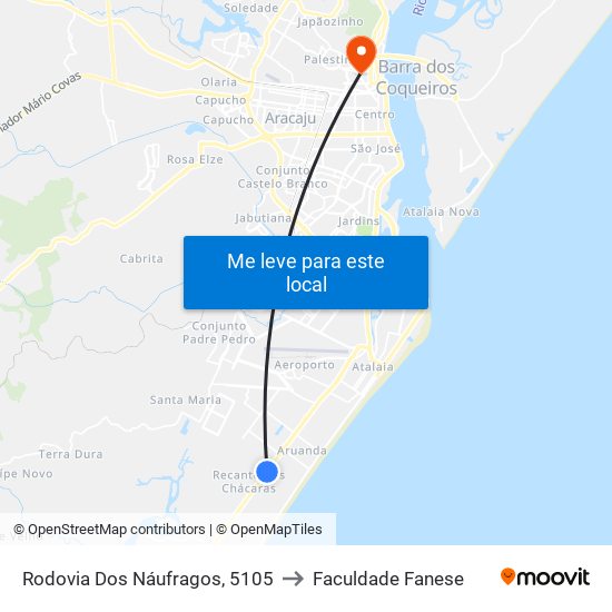 Rodovia Dos Náufragos, 5105 to Faculdade Fanese map