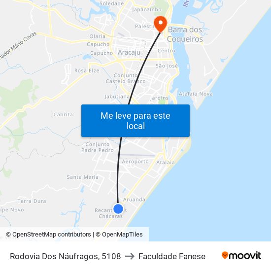 Rodovia Dos Náufragos, 5108 to Faculdade Fanese map