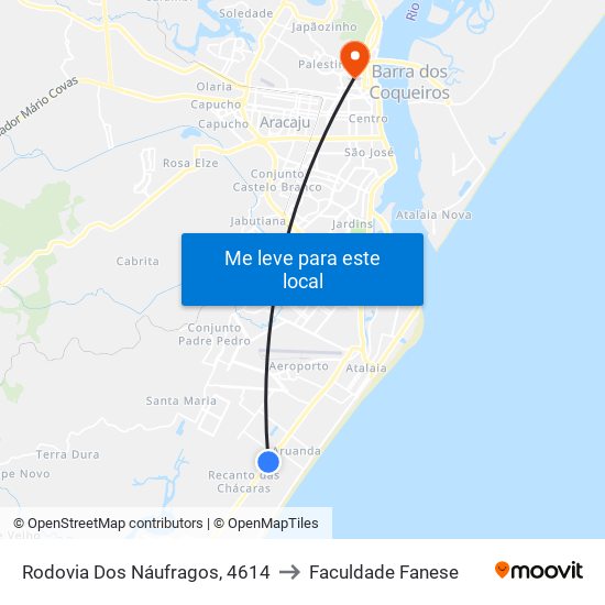 Rodovia Dos Náufragos, 4614 to Faculdade Fanese map