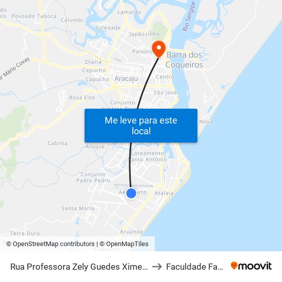 Rua Professora Zely Guedes Ximenes, 21 to Faculdade Fanese map
