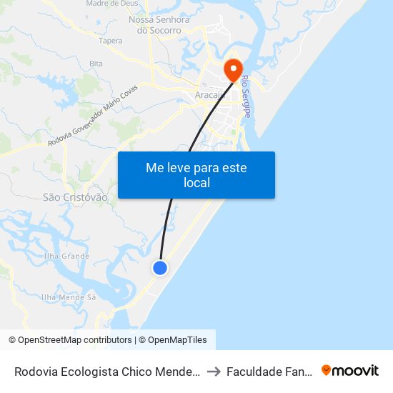 Rodovia Ecologista Chico Mendes, 37 to Faculdade Fanese map