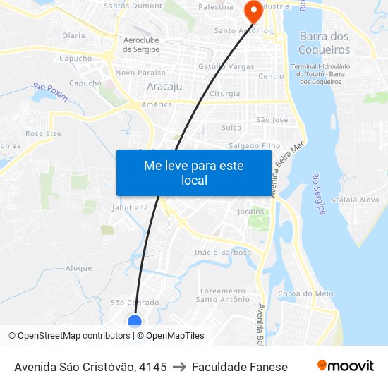 Avenida São Cristóvão, 4145 to Faculdade Fanese map