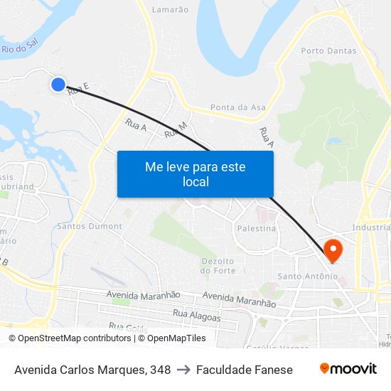 Avenida Carlos Marques, 348 to Faculdade Fanese map