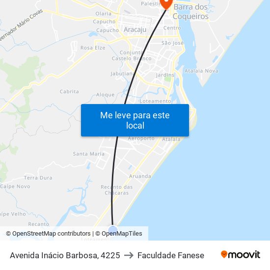 Avenida Inácio Barbosa, 4225 to Faculdade Fanese map