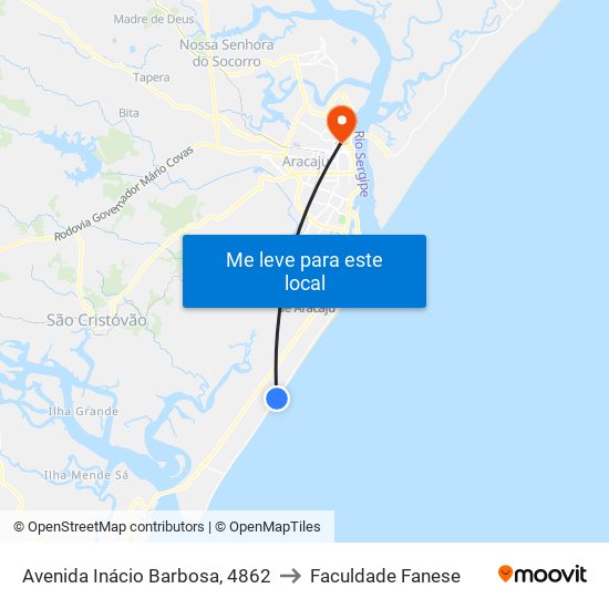 Avenida Inácio Barbosa, 4862 to Faculdade Fanese map