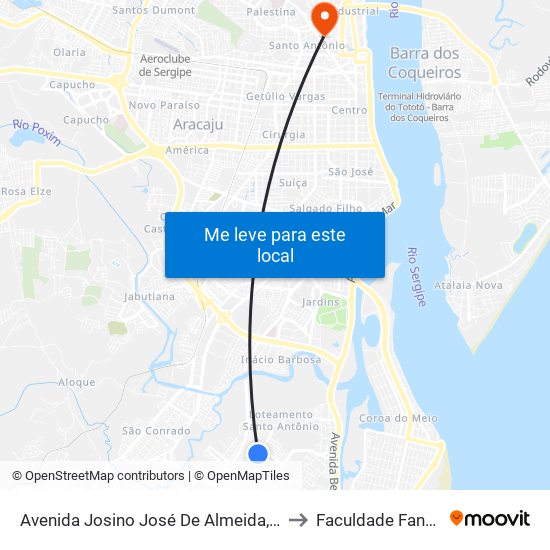 Avenida Josino José De Almeida, 668 to Faculdade Fanese map