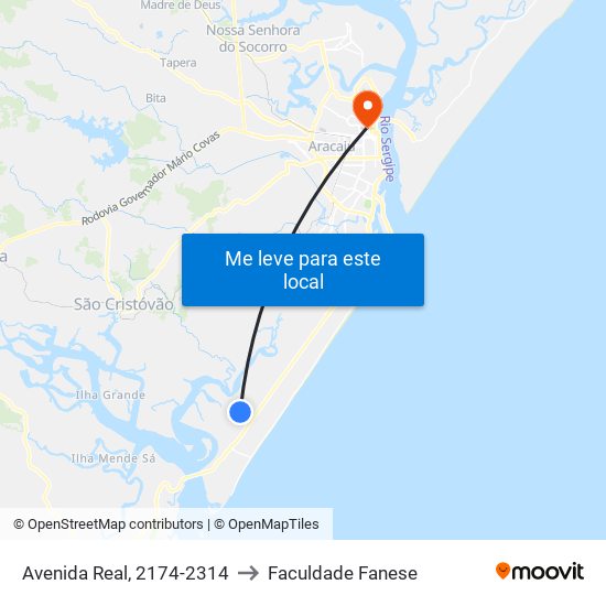 Avenida Real, 2174-2314 to Faculdade Fanese map