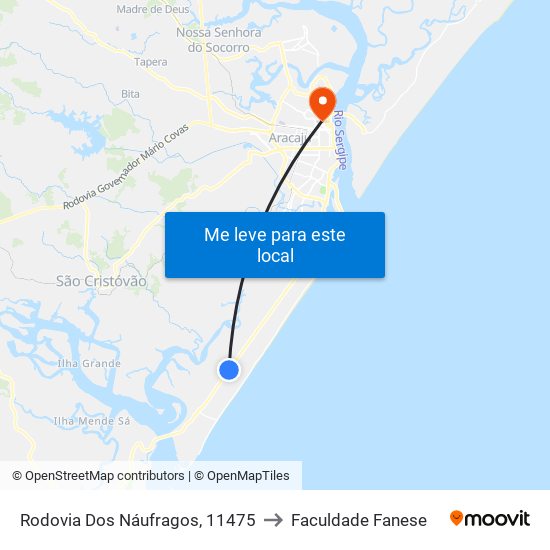 Rodovia Dos Náufragos, 11475 to Faculdade Fanese map