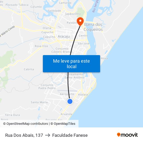 Rua Dos Abaís, 137 to Faculdade Fanese map