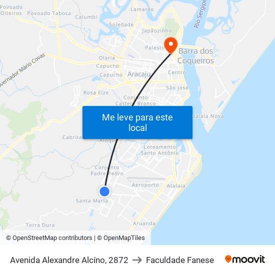 Avenida Alexandre Alcíno, 2872 to Faculdade Fanese map
