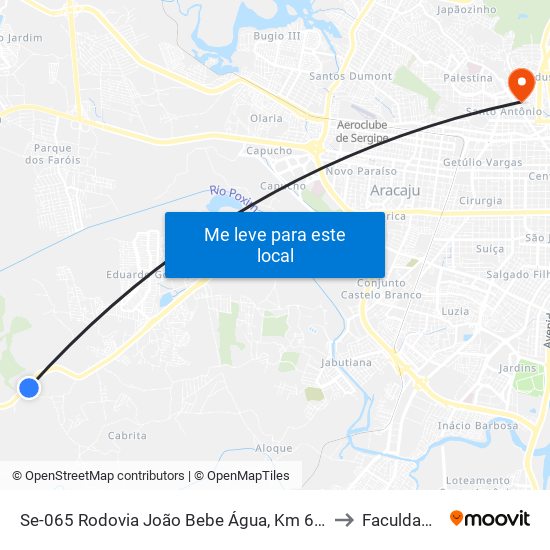 Se-065 Rodovia João Bebe Água, Km 6,4 Oeste | Entrada Para Cabrita to Faculdade Fanese map