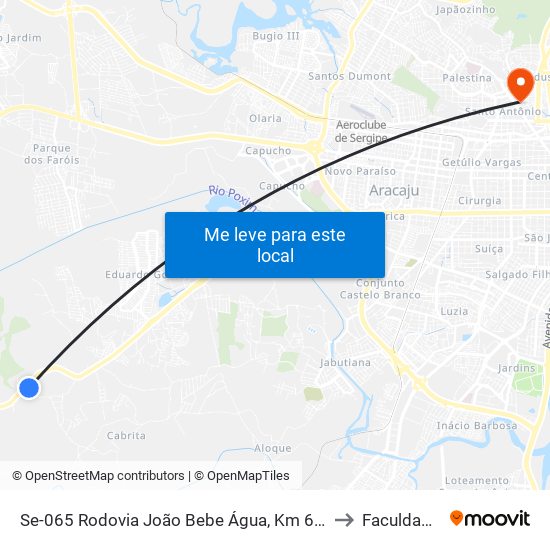 Se-065 Rodovia João Bebe Água, Km 6,4 Leste | Entrada Para Cabrita to Faculdade Fanese map