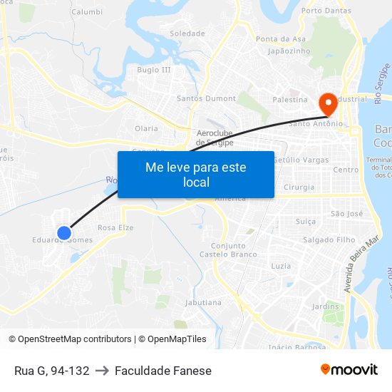 Rua G, 94-132 to Faculdade Fanese map