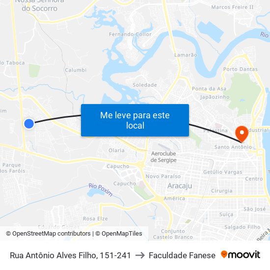 Rua Antônio Alves Filho, 151-241 to Faculdade Fanese map