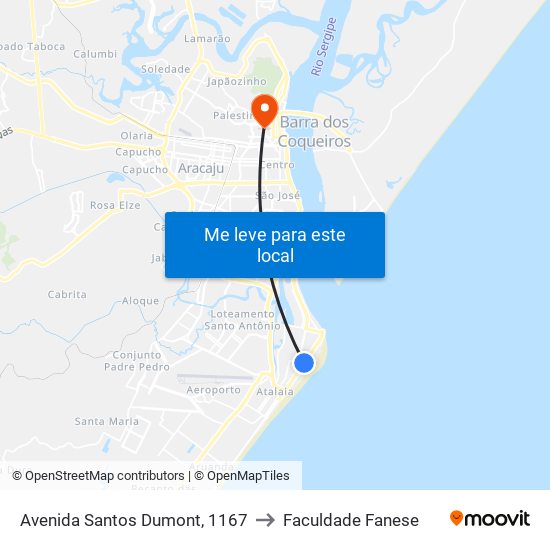 Avenida Santos Dumont, 1167 to Faculdade Fanese map