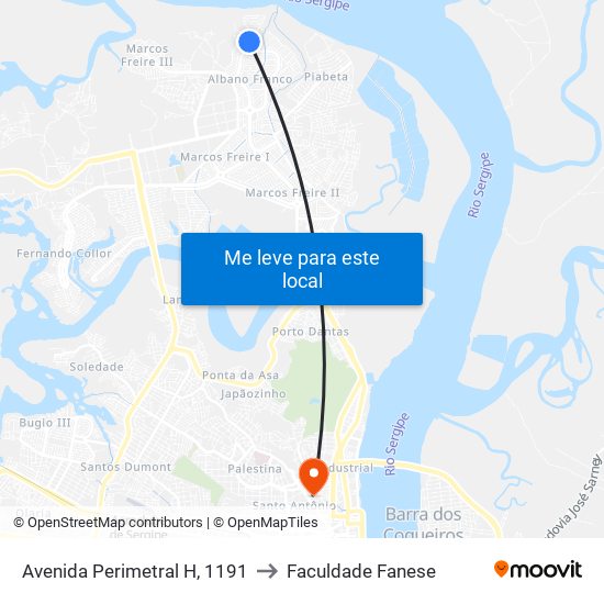 Avenida Perimetral H, 1191 to Faculdade Fanese map