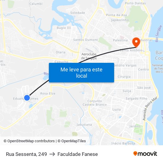 Rua Sessenta, 249 to Faculdade Fanese map