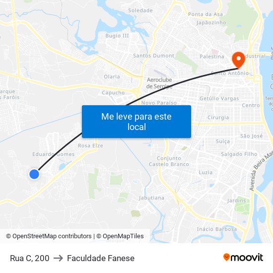 Rua C, 200 to Faculdade Fanese map