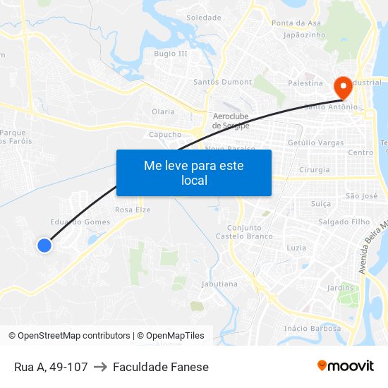 Rua A, 49-107 to Faculdade Fanese map