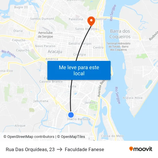Rua Das Orquídeas, 23 to Faculdade Fanese map
