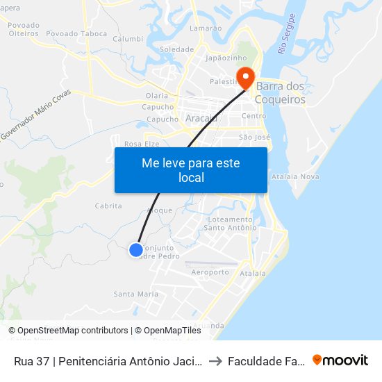 Rua 37 | Penitenciária Antônio Jacinto Filho to Faculdade Fanese map