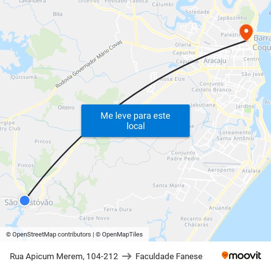 Rua Apicum Merem, 104-212 to Faculdade Fanese map