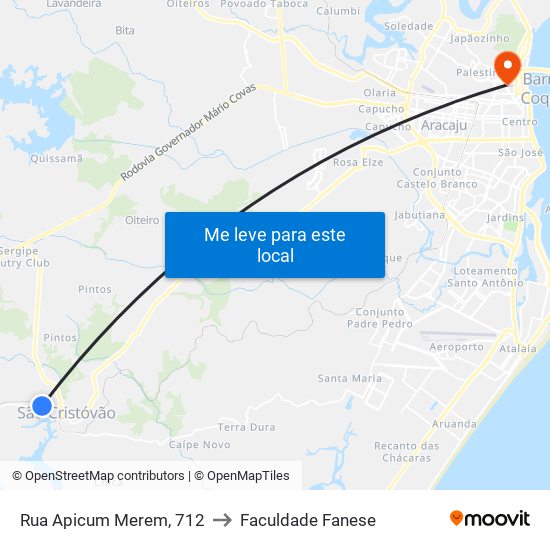 Rua Apicum Merem, 712 to Faculdade Fanese map