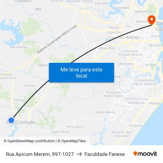 Rua Apicum Merem, 997-1027 to Faculdade Fanese map