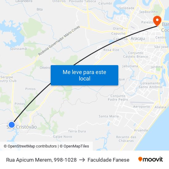 Rua Apicum Merem, 998-1028 to Faculdade Fanese map