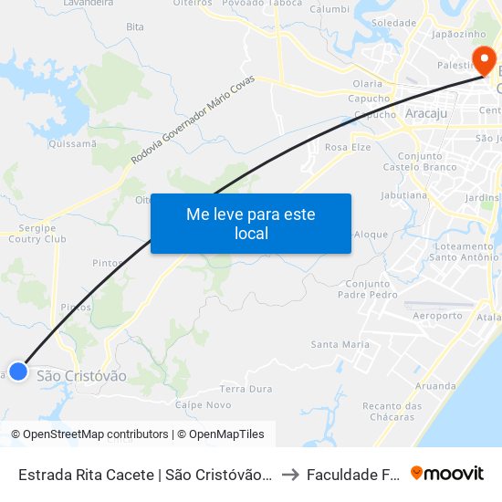 Estrada Rita Cacete | São Cristóvão, 7454-9200 to Faculdade Fanese map