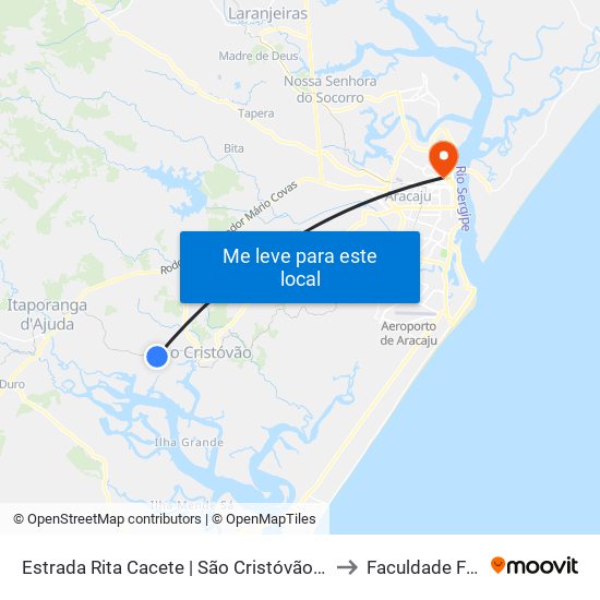 Estrada Rita Cacete | São Cristóvão, 7749-9199 to Faculdade Fanese map
