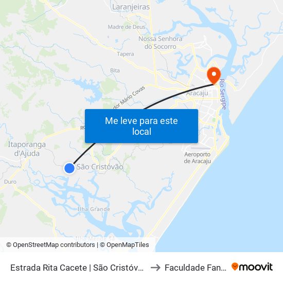 Estrada Rita Cacete | São Cristóvão, 16 to Faculdade Fanese map