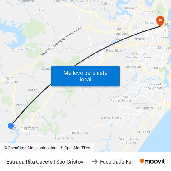 Estrada Rita Cacete | São Cristóvão, 137 to Faculdade Fanese map