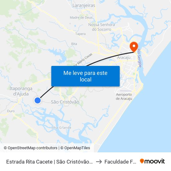 Estrada Rita Cacete | São Cristóvão, 8369-9199 to Faculdade Fanese map