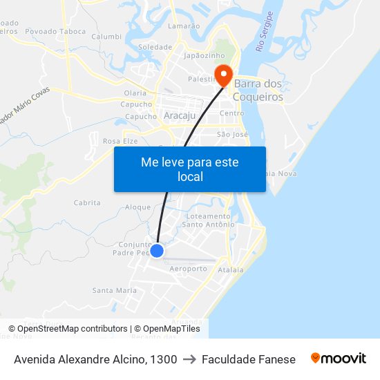 Avenida Alexandre Alcino, 1300 to Faculdade Fanese map