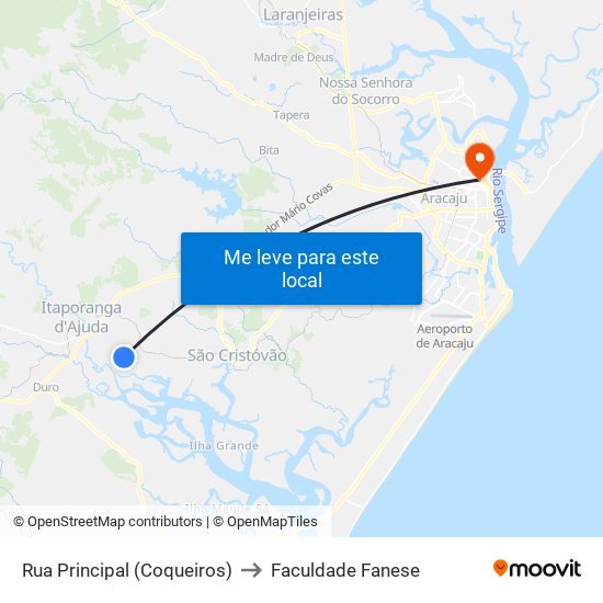 Rua Principal (Coqueiros) to Faculdade Fanese map