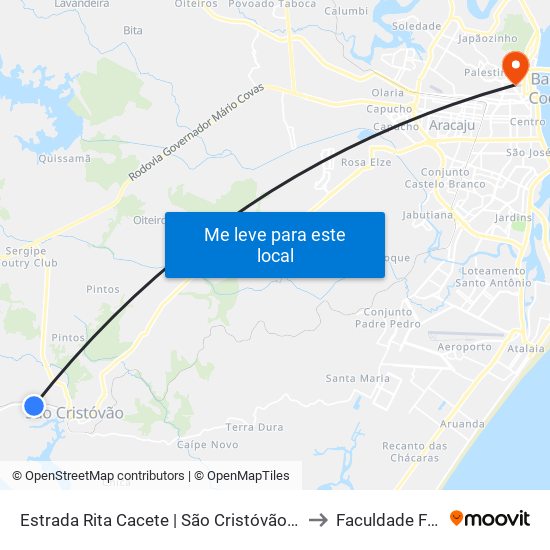 Estrada Rita Cacete | São Cristóvão, 8448-9200 to Faculdade Fanese map