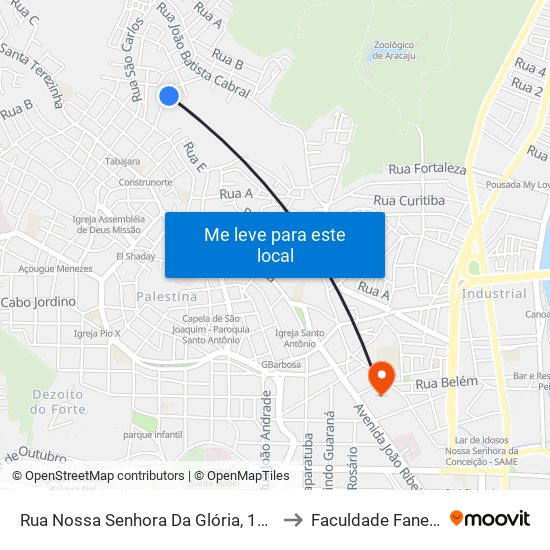 Rua Nossa Senhora Da Glória, 1040 to Faculdade Fanese map