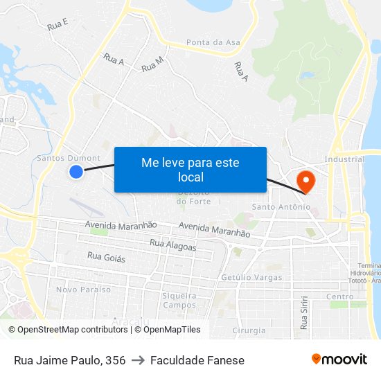 Rua Jaime Paulo, 356 to Faculdade Fanese map