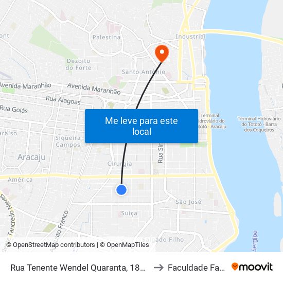 Rua Tenente Wendel Quaranta, 1800-1844 to Faculdade Fanese map