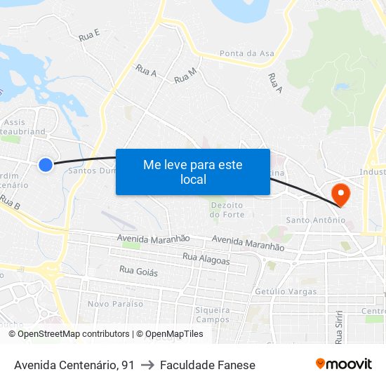 Avenida Centenário, 91 to Faculdade Fanese map