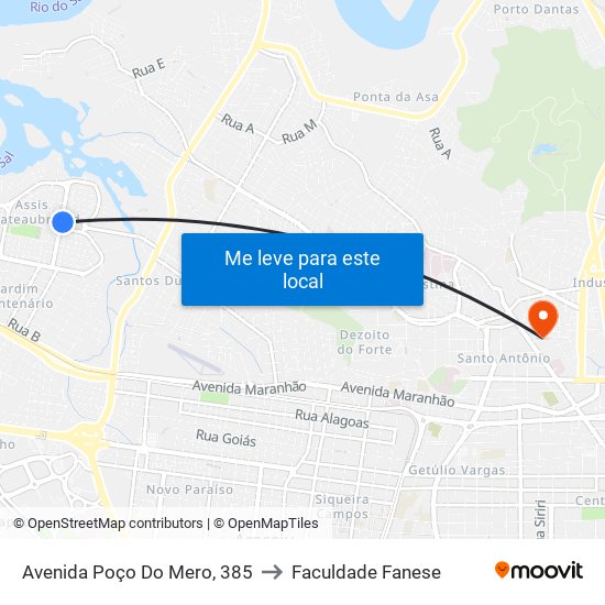 Avenida Poço Do Mero, 385 to Faculdade Fanese map