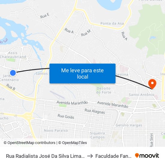 Rua Radialista José Da Silva Lima, 527 to Faculdade Fanese map