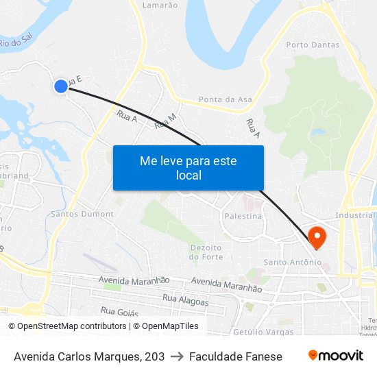 Avenida Carlos Marques, 203 to Faculdade Fanese map