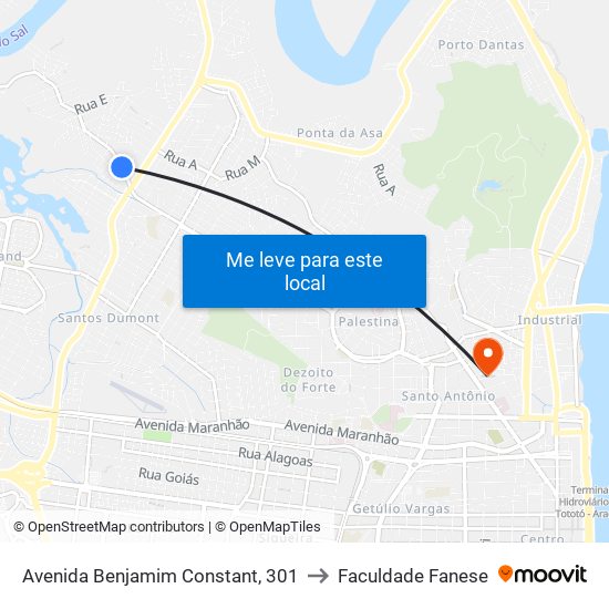 Avenida Benjamim Constant, 301 to Faculdade Fanese map