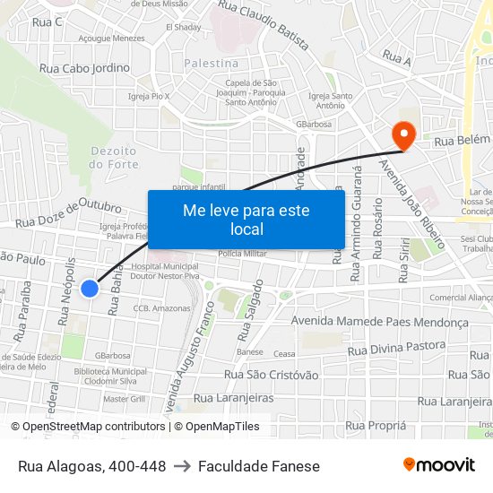 Rua Alagoas, 400-448 to Faculdade Fanese map