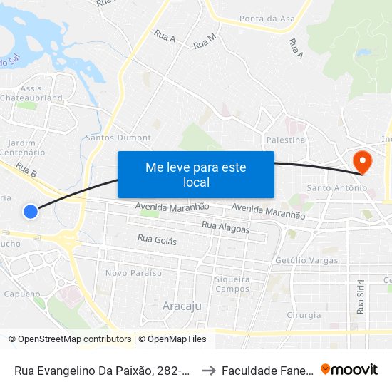 Rua Evangelino Da Paixão, 282-300 to Faculdade Fanese map